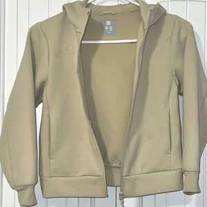 Uniqlo Kids Extra Stretch Dry Sweat Tech Full-Zip Hoodie Beige Size 7-8 (130cm)